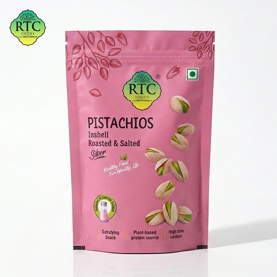 PISTACHIOS inshell roasted & salted (silver) pink packet